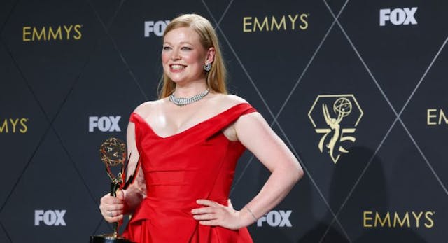 LOS ANGELES, CALIFORNIA – JANUARY 15: Sarah Snook, winner of Best Actress in a Drama Series for “Succession,” poses in the press room during the 75th Primetime Emmy Awards at Peacock Theater on January 15, 2024 in Los Angeles, California. (Photo by Kevin Mazur/Getty Images) These famous moms celebrate the gift of motherhood: ‘Best thing that ever happened to me’ image