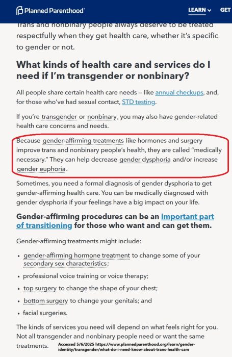Planned Parenthood Transgender surgery medically necessary