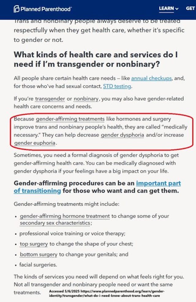 Planned Parenthood Transgender surgery medically necessary Planned Parenthood Transgender surgery medically necessary