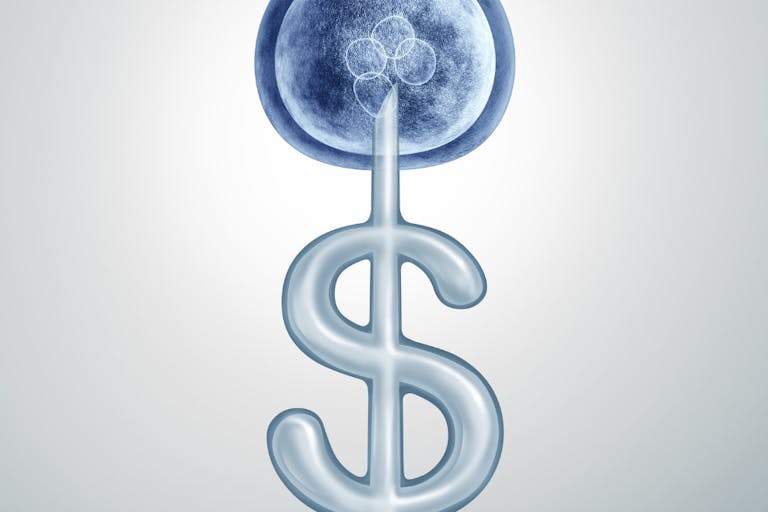 Photo: Getty Images IVF embryo and dollar sign.