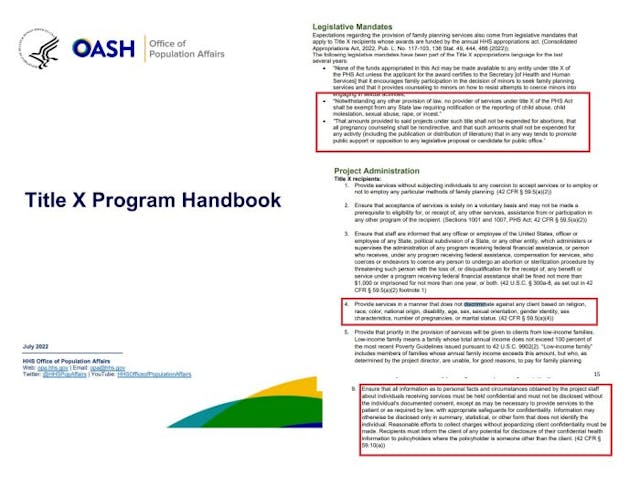 2022 Title X Handbook requirements on reporting child sexual abuse, privacy, and discrimination 2022 Title X Handbook requirements on reporting child sexual abuse, privacy, and discrimination