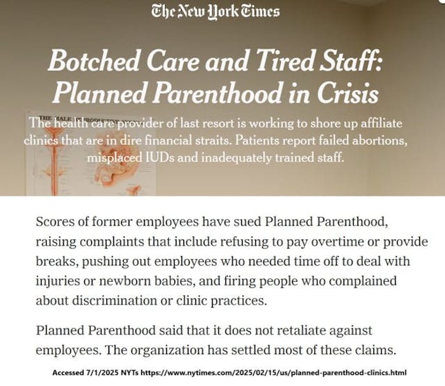 New York Times details discrimination against Planned Parenthood New York Times details discrimination against Planned Parenthood