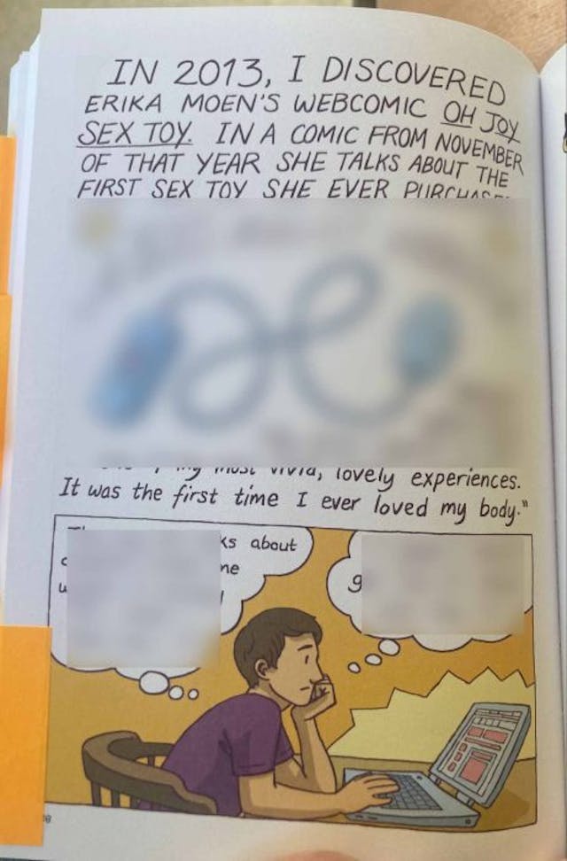 “Gender Queer” book screenshot, blurred How a Planned Parenthood coalition fights to keep sexually graphic books in schools image