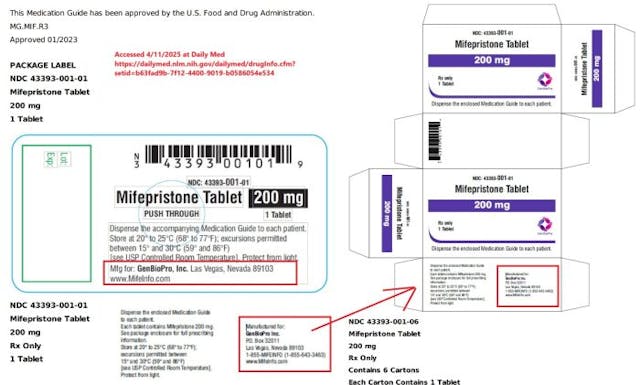 GenBioPro Label Packaging from Daily Med as of Jan 2023