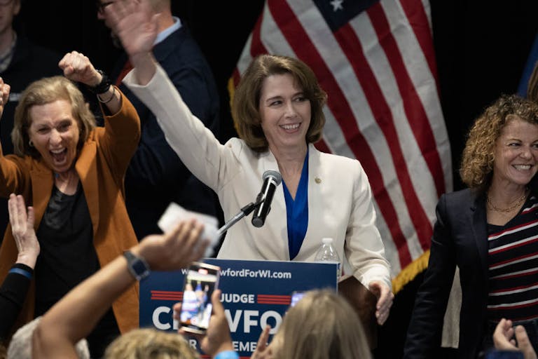 Wisconsin Supreme Court Justice Candidate Judge Susan Crawford Holds Her Election Night Event