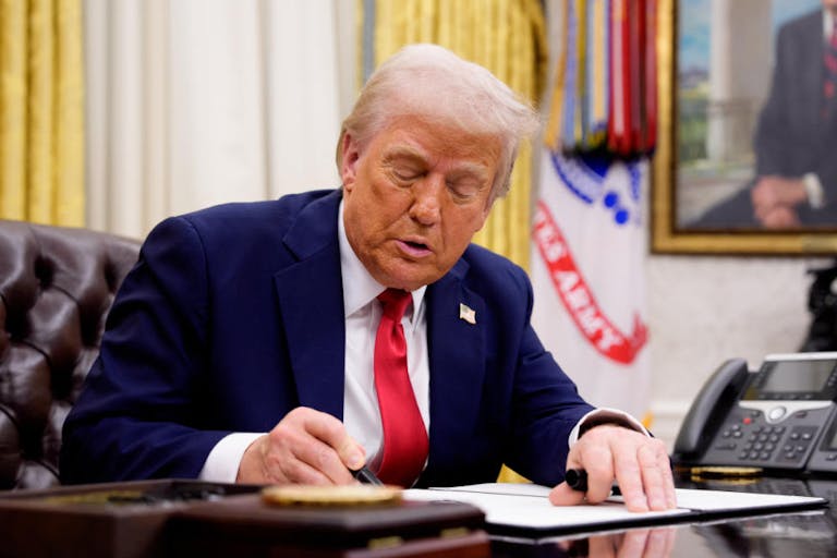 President Trump Signs Executive Orders In The Oval Office