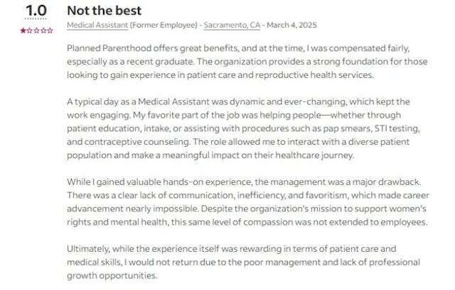 Planned Parenthood employee shocked to find corporation isn’t ‘family-oriented’ image