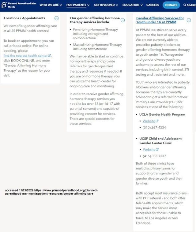 Planned Parenthood Mar Monte Gender Affirming services for minors Image: Planned Parenthood Mar Monte Gender Affirming services for minors