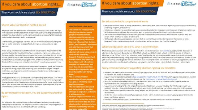 SIECUS pamphlet on abortion rights with Planned Parenthood SIECUS pamphlet on abortion rights with Planned Parenthood