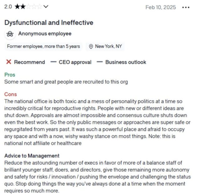 Employee reviews call Planned Parenthood’s work environment ‘toxic’ and ‘exploitative’ image