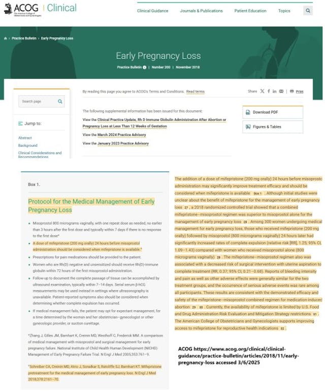 ACOG early pregnancy loss or miscarriage care with mifepristone and misoprostol the abortion pill regimen ACOG early pregnancy loss or miscarriage care with mifepristone and misoprostol the abortion pill regimen