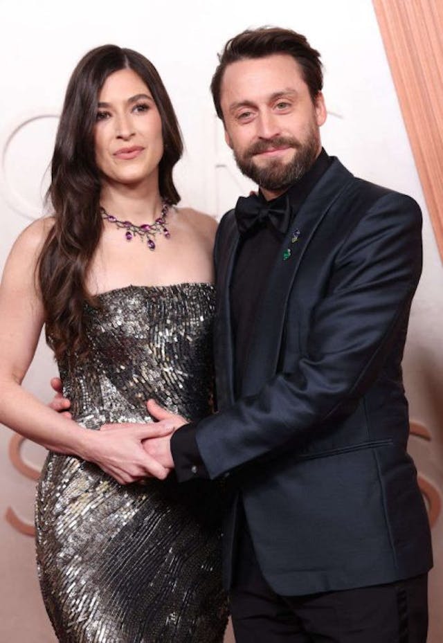 Los Angeles, CA. March 2, 2025: Jazz Charton and Kieran Culkin on the red carpet at the 97th Academy Awards (Oscars) at the Dolby Theatre on March 2, 2025 in Los Angeles, CA. (Christina House / Los Angeles Times via Getty Images) Oscar winner Kieran Culkin praises wife, asks her for more children during acceptance speech image