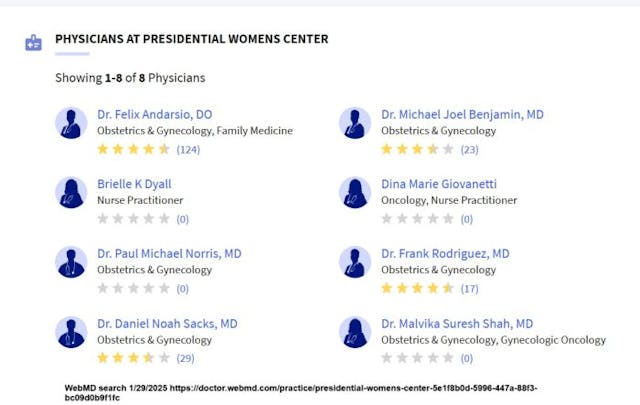 WebMD doctors at Presidential Women’s abortion clinic WebMD doctors at Presidential Women's abortion clinic