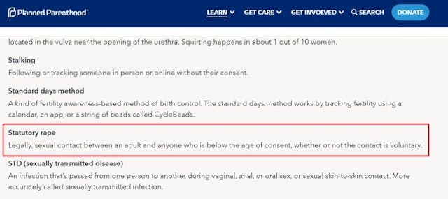 Planned Parenthood glossary Statutory Rape defined accessed 12182024 Planned Parenthood glossary Statutory Rape defined accessed 12182024
