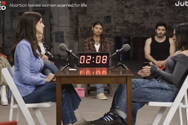 maryam debates lila jubilee surrounded Lila Rose on Jubilee debate: Pregnant women deserve real health care, not killing featured image