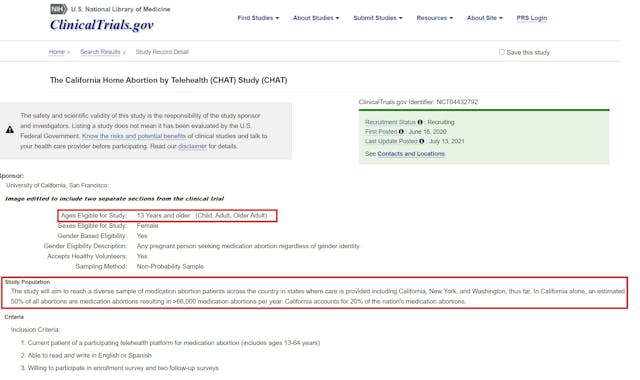 Image: UCSF abortion pill study 66K chemical abortions in California a year recruits girls as young as 13