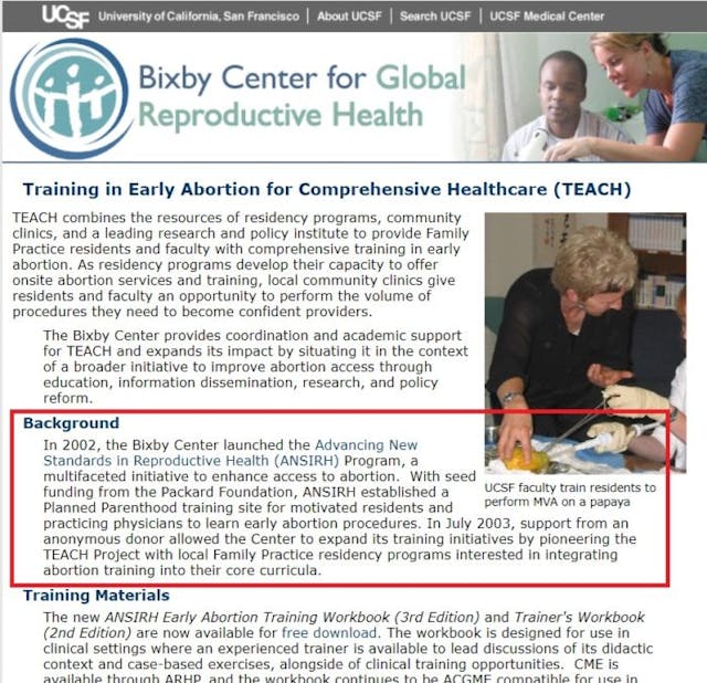 ANSIRH launched by Bixby funded by Packard mission is abortion