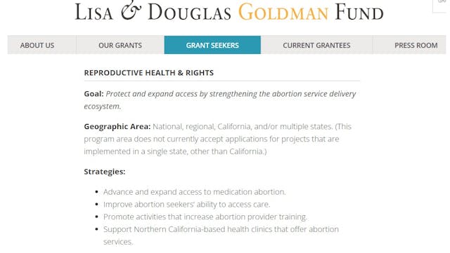Lisa and Douglas Goldman Fund supports abortion Lisa and Douglas Goldman Fund supports abortion