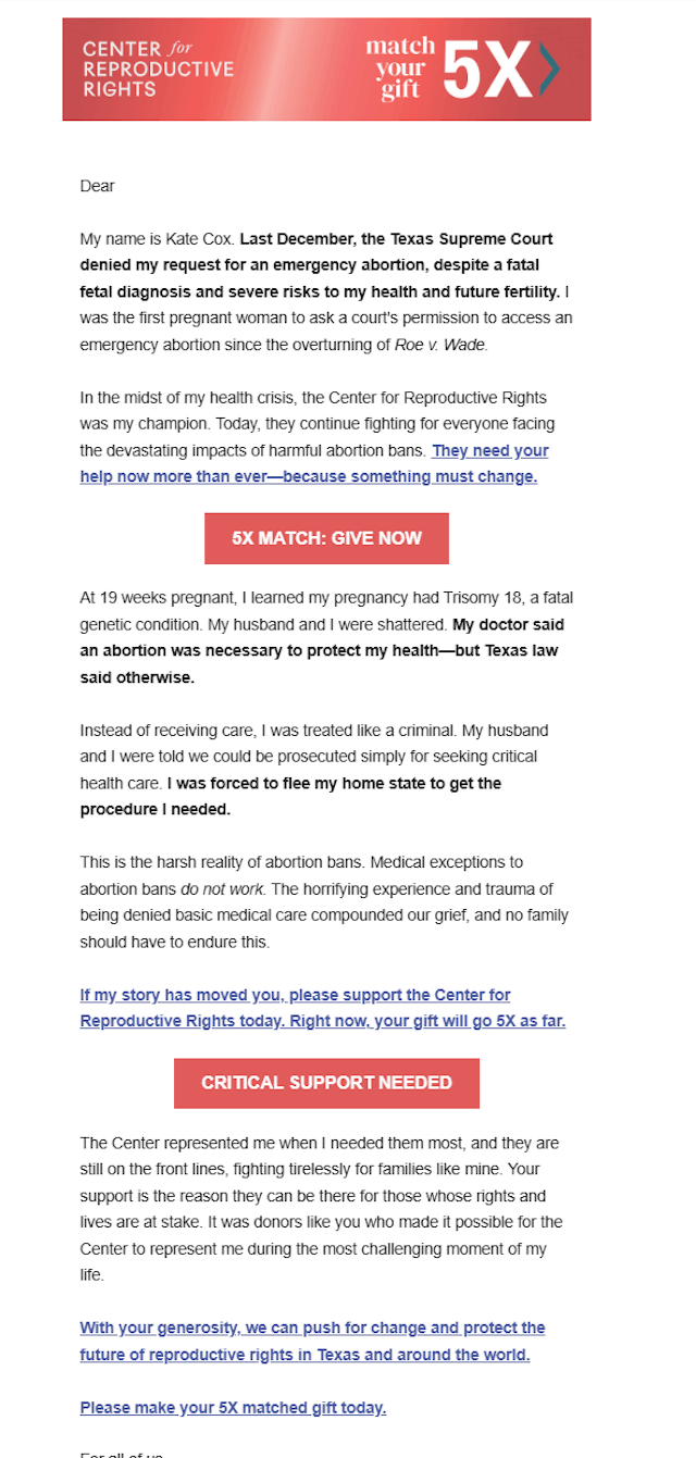 Kate Cox’s abortion fundraising email lies about her pregnancy and dehumanizes her aborted baby image