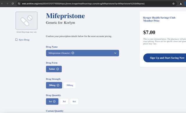 Kroger and Sam’s Club say ‘errors’ by ‘third party vendors’ listed abortion pill on their websites image