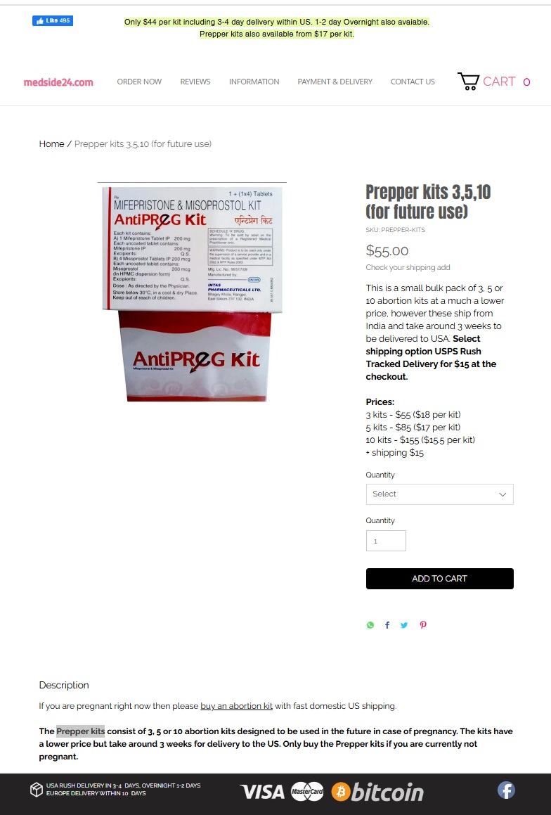 Abortion Pill Prepper Kit or Anti-Preg Kit