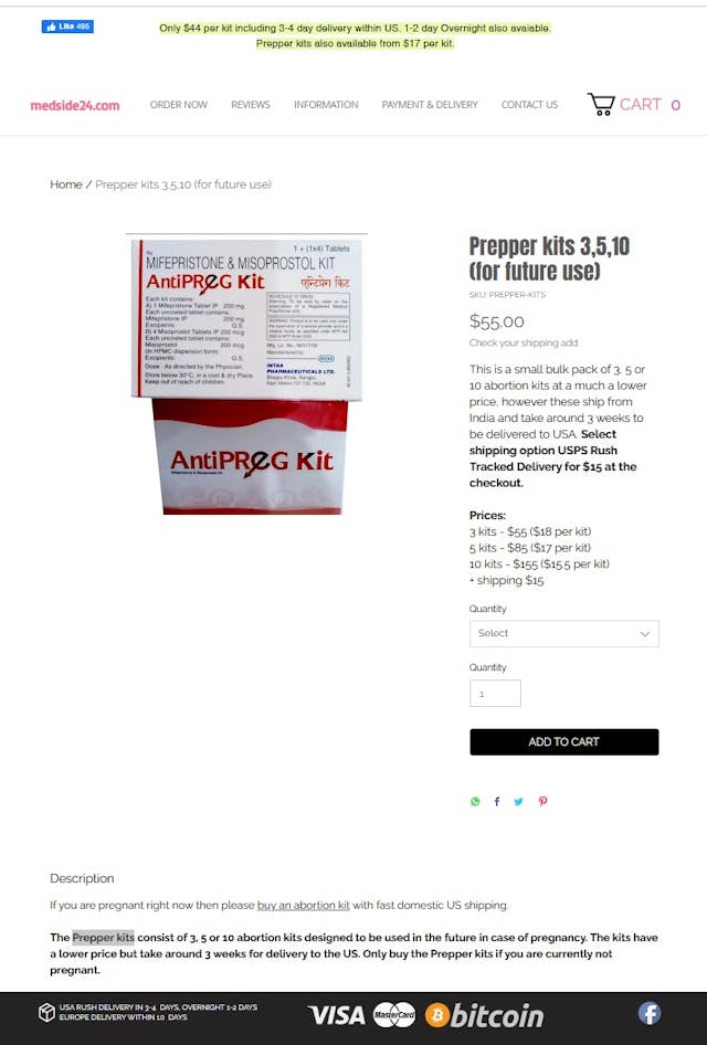 Abortion Pill Prepper Kit or Anti-Preg Kit Abortion Pill Prepper Kit or Anti-Preg Kit