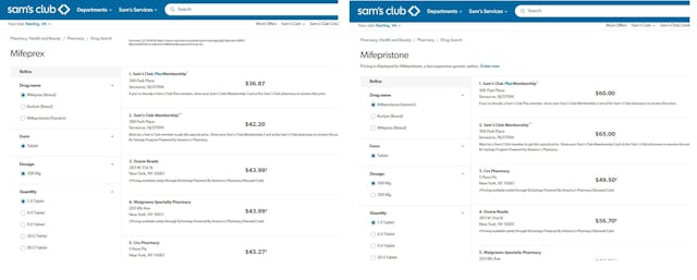 Sam’s Club Pharmacy carries the abortion pill, Mifepristone and Mifeprex Sam's Club Pharmacy carries the abortion pill Mifepristone and Mifeprex