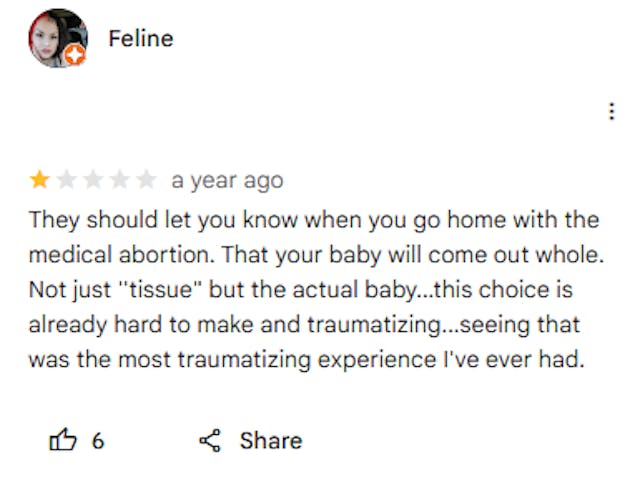 Women’s Google Reviews bare trauma at seeing their aborted babies: ‘You see that whole fetus’ image