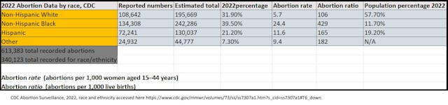 CDC abortion stats by race ethnicity in communities of color for 2022