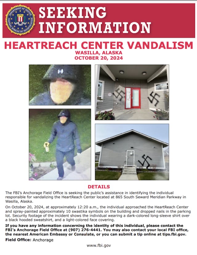 FBI seeks public’s assistance after Alaska pregnancy center is vandalized image