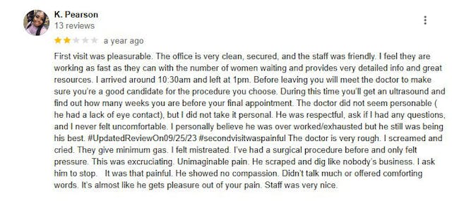 Google Reviews show women’s less-than-empowering, ‘excruciating’ abortion experiences image