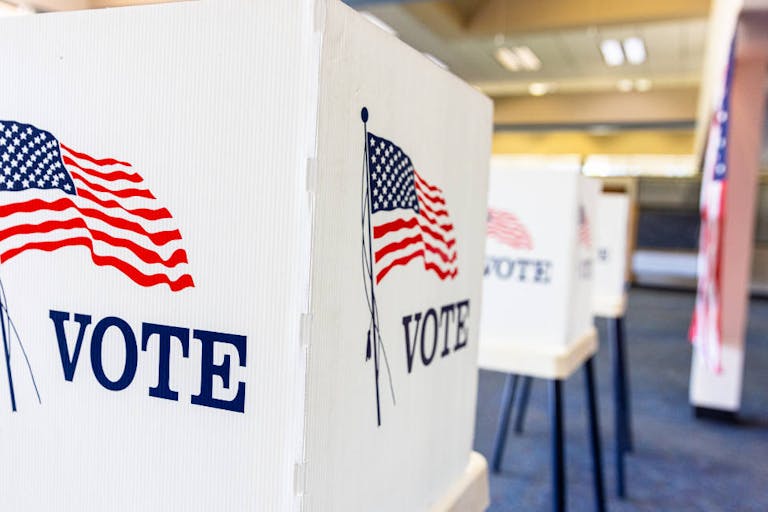Empty Voting Booths On Election Day