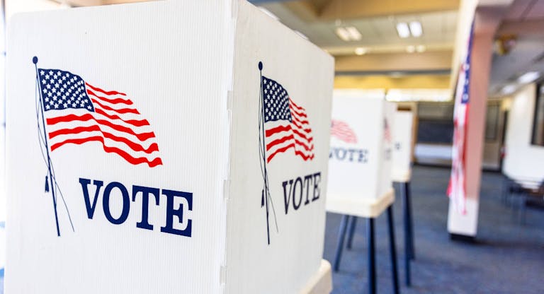 Empty Voting Booths On Election Day