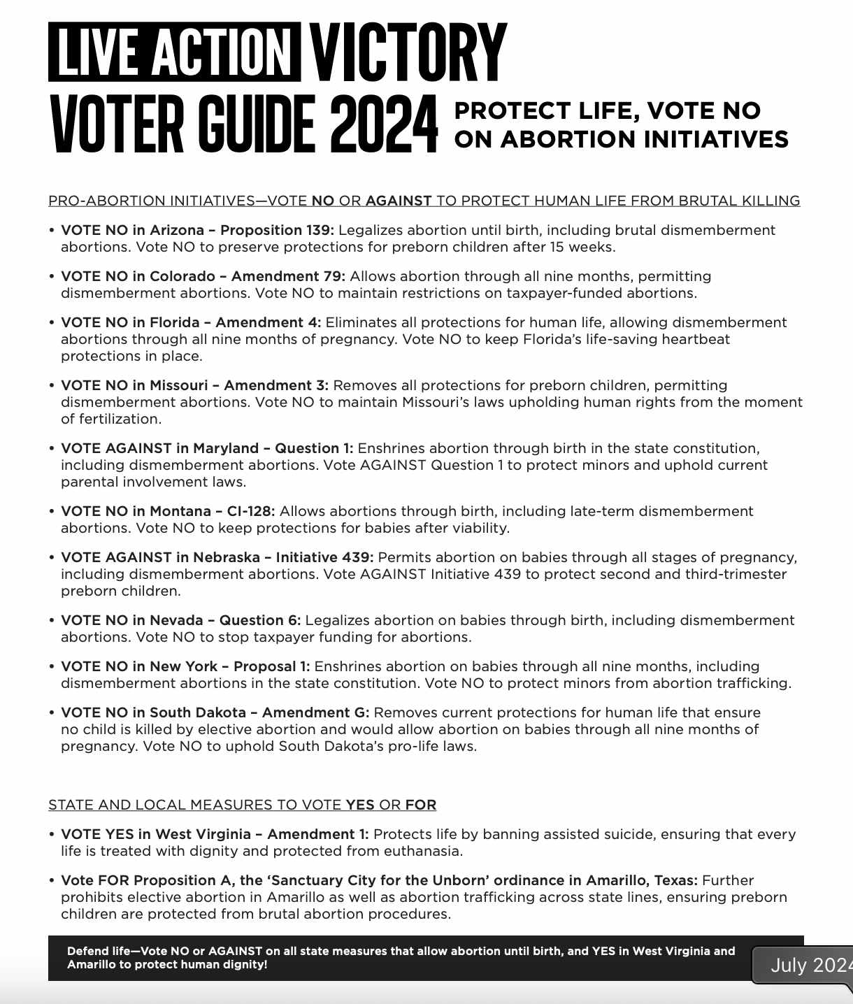 Newly launched ‘Live Action Victory’ releases 2024 Voter Guide image