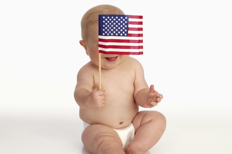Baby with American flag