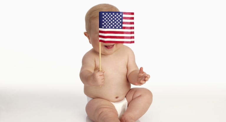 Baby with American flag
