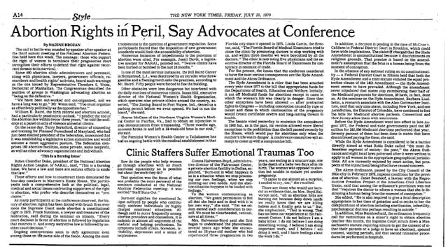 NYTs article on abortion burnout 1979 NYTs article on abortion burnout 1979