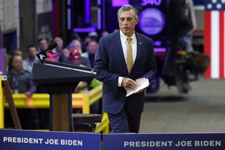 President Biden Speaks On His Bidenomics Economic Plan And Its Investment In Passenger Rail At An Amtrak Facility In Delaware