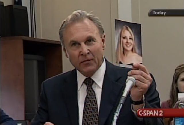 Monty Patterson shows a House panel a photo of his daughter Holly, who died from sepsis after taking the abortion pill. They lost their family members to legal abortion. They know it isn’t as ‘safe’ as they were told. image