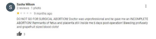 Women leave Google Reviews about ER visits and injuries after visiting Planned Parenthood image