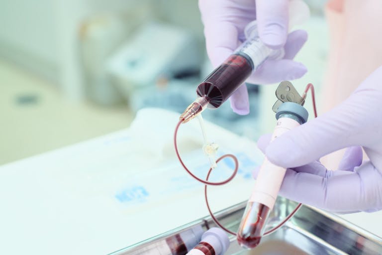 Instruments collect patient’s blood