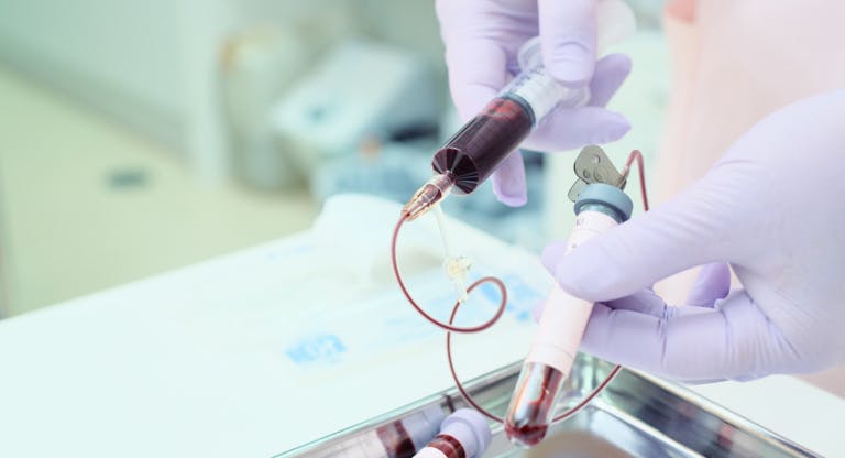 Instruments collect patient’s blood