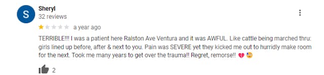 Women leave Google Reviews about ER visits and injuries after visiting Planned Parenthood image