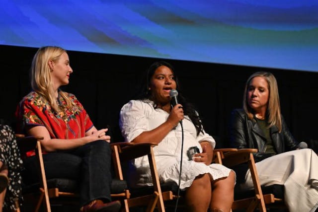 TELLURIDE, COLORADO – AUGUST 31: Dr. Samantha Casiano (C) speaks after a screening of “ZURAWSKI v Texas” at 2024 Telluride Film Festival on August 31, 2024 in Telluride, Colorado. (Photo by Vivien Killilea/Getty Images) Hillary and Chelsea Clinton team up to produce propaganda against Texas’ abortion law image