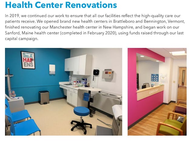 Planned Parenthood Northern New England PPNNE 2019AR Facility renovations