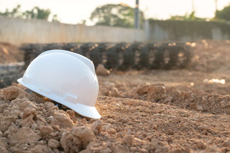 Safety hardhat for construction worker. Labor PPE object.