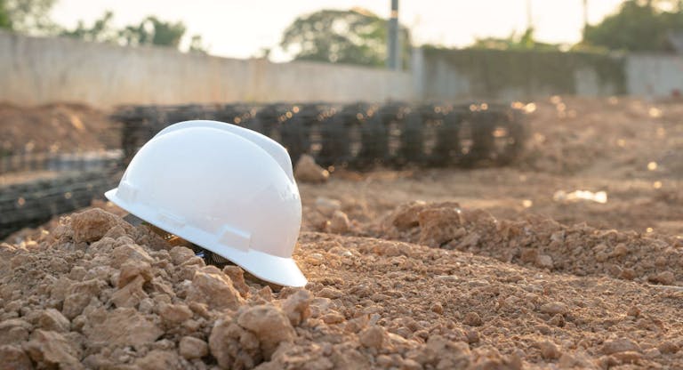 Safety hardhat for construction worker. Labor PPE object.