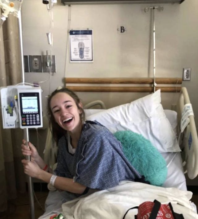 Melanie during a subsequent 4-day hospital stay (photo courtesy of author – do not reprint) Melanie during a subsequent 4-day hospital stay (photo courtesy of author – do not reprint)