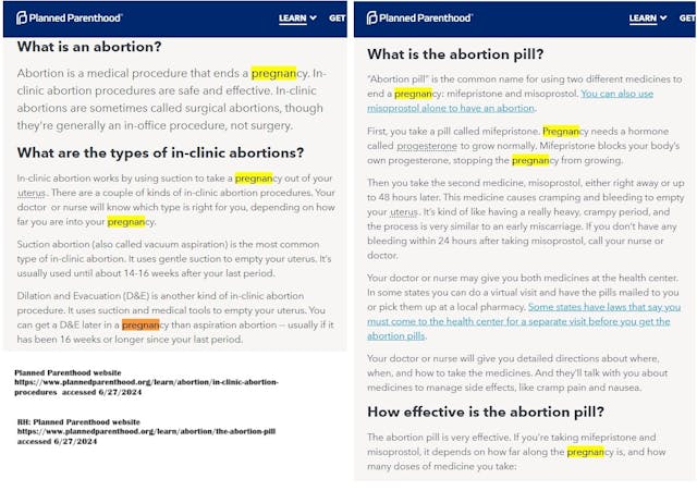 Planned Parenthood defines pregnancy using deceptive marketing