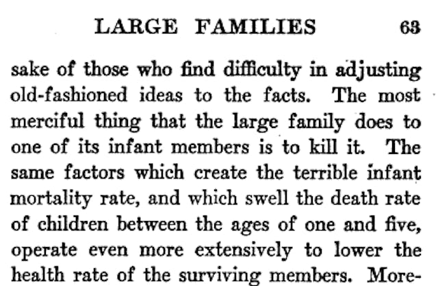 Planned Parenthood founder: large families should kill infants image